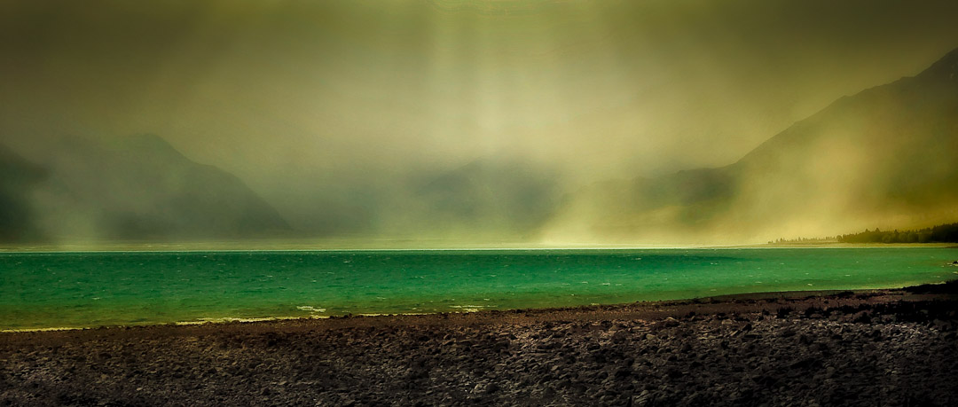 dust storm tasman river delta, mt cook national park