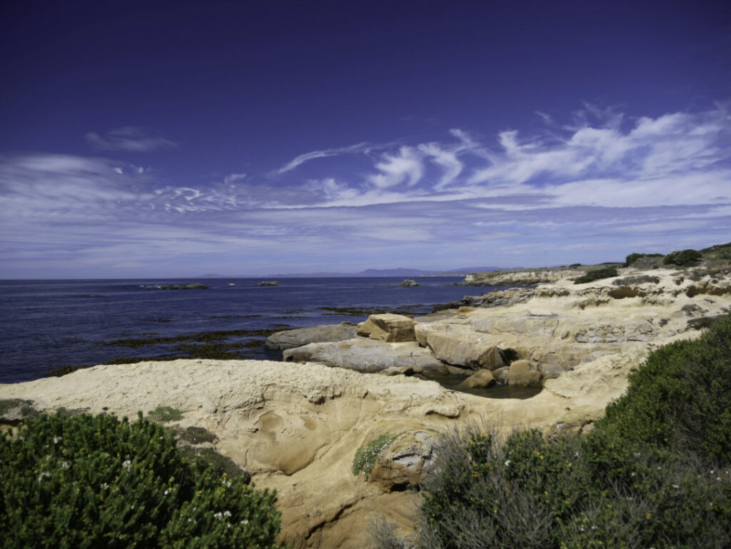 Shag Point landscape, looking south. Coastal Otago, New Zealand