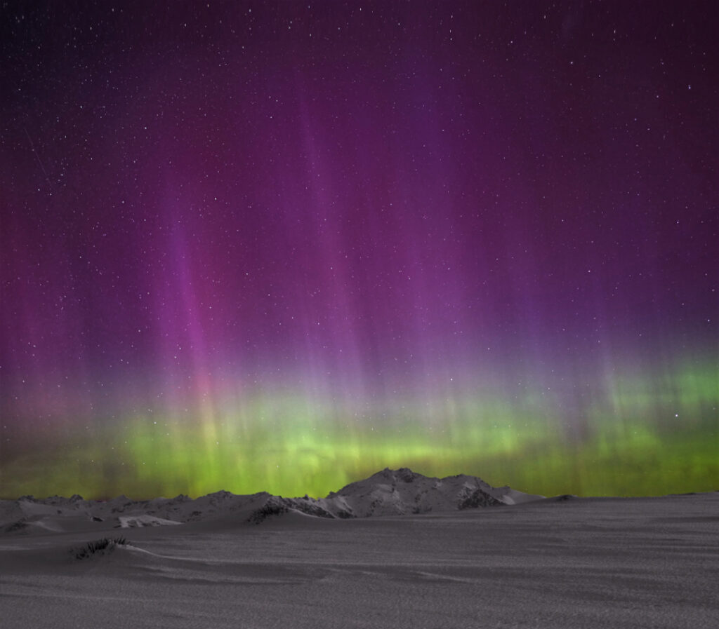 Southern Lights Aurora from the Snow Farm, Cardrona Valley